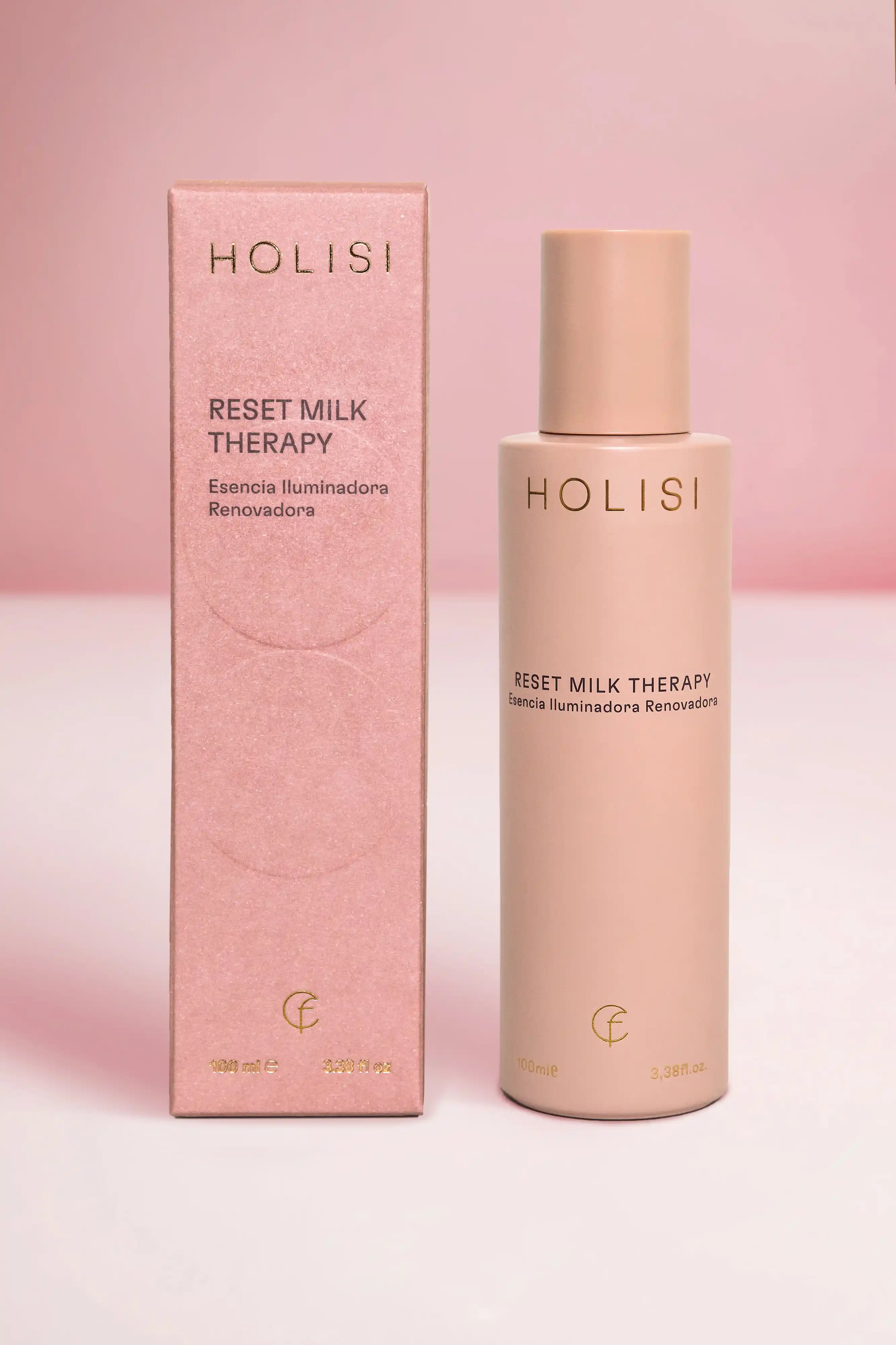 Vista frontal del envase y la caja de Reset Milk Therapy